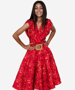 Floral short dress red